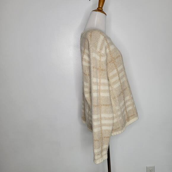 Vintage Talbots Lambswool Angora Cardigan Sweater Cream Soft Women Large - Picture 2 of 12